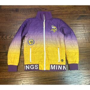 Wild Collective Purple Football Minnesota Vikings Ombre Puff Jacket Coat Medium